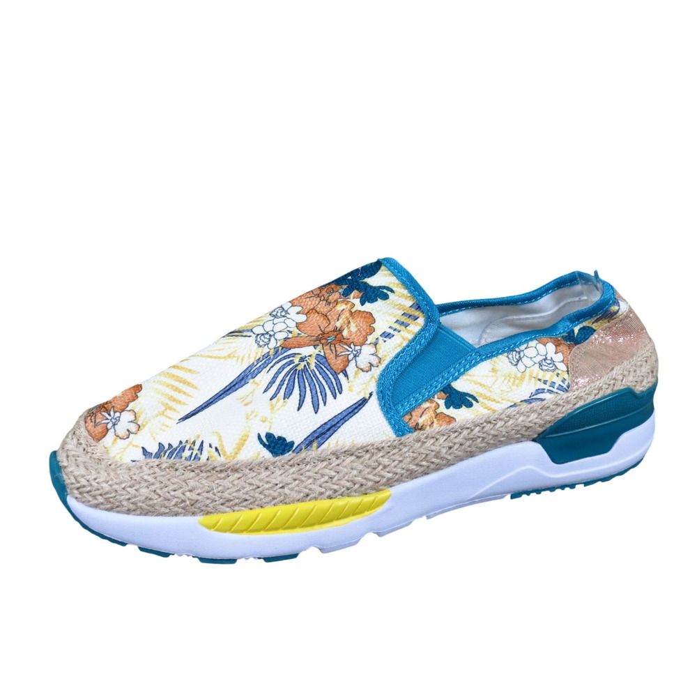 Uubaris KK-183 Womens Slip On Espadrille Sneaker Size 10 Walking Tropical Floral